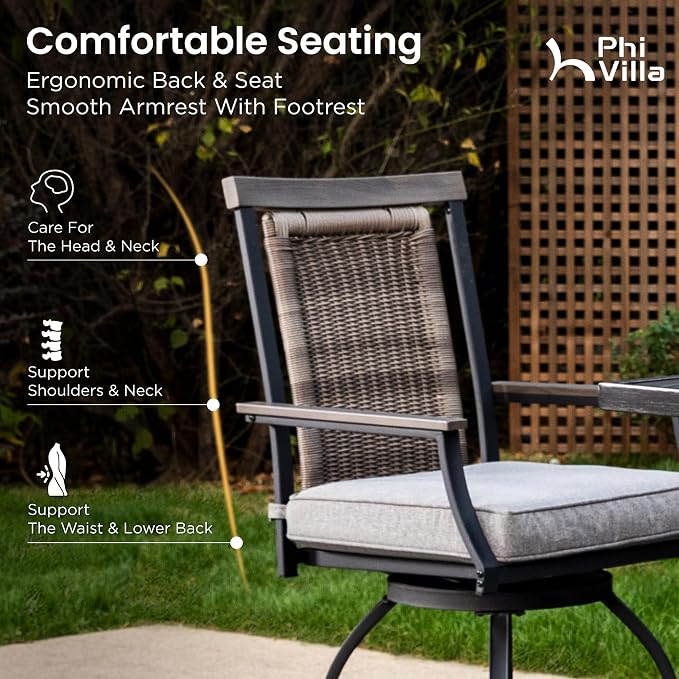 PHI VILLA 3 Piece Outdoor Bar Furniture Set, Counter Height Patio Bar Bistro - Image 2