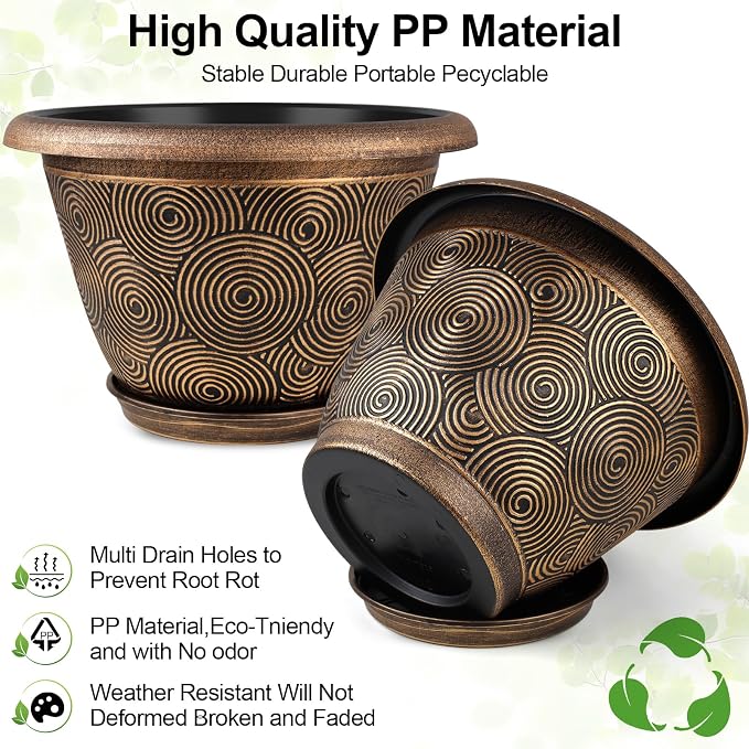 6 Inch Flower Pots Planters for Indoor Outdoor Plants, 6 Pack Plastic Small - Image 4