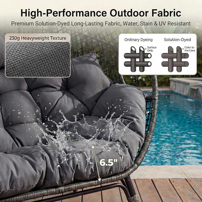 NICESOUL Indoor Outdoor Double Egg Chair - Image 6