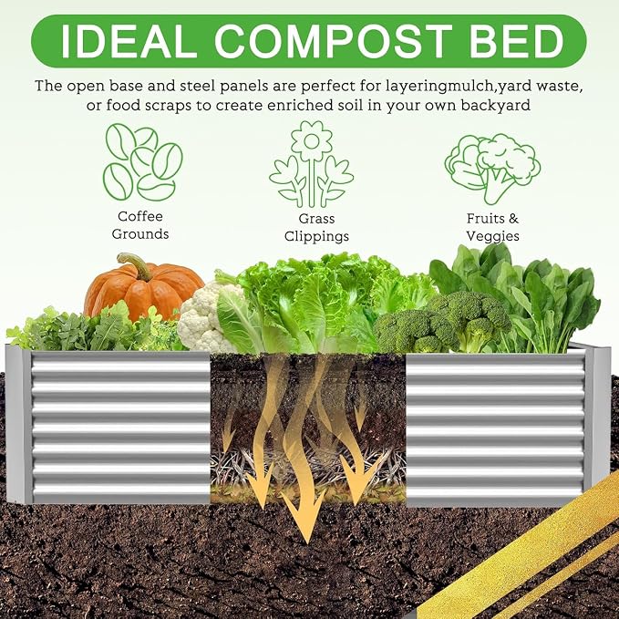 FRIZIONE 4pcs 4x2ft Galvanized Raised Garden Bed Outdoor, Above Ground Garden - Image 5