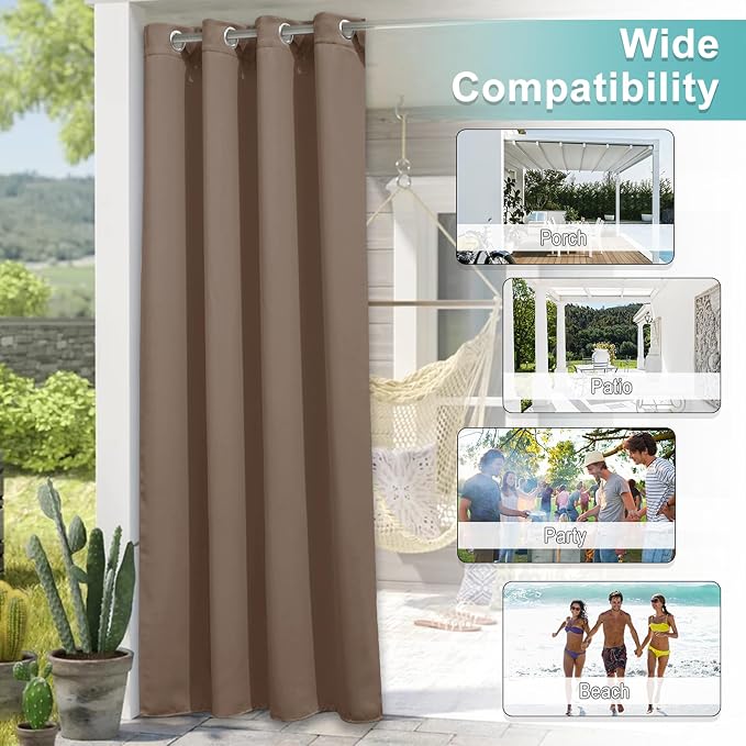 NICETOWN Patio Curtain Waterproof 1 Panel, W52 x L72 inch Premium Thick Privacy - Image 6