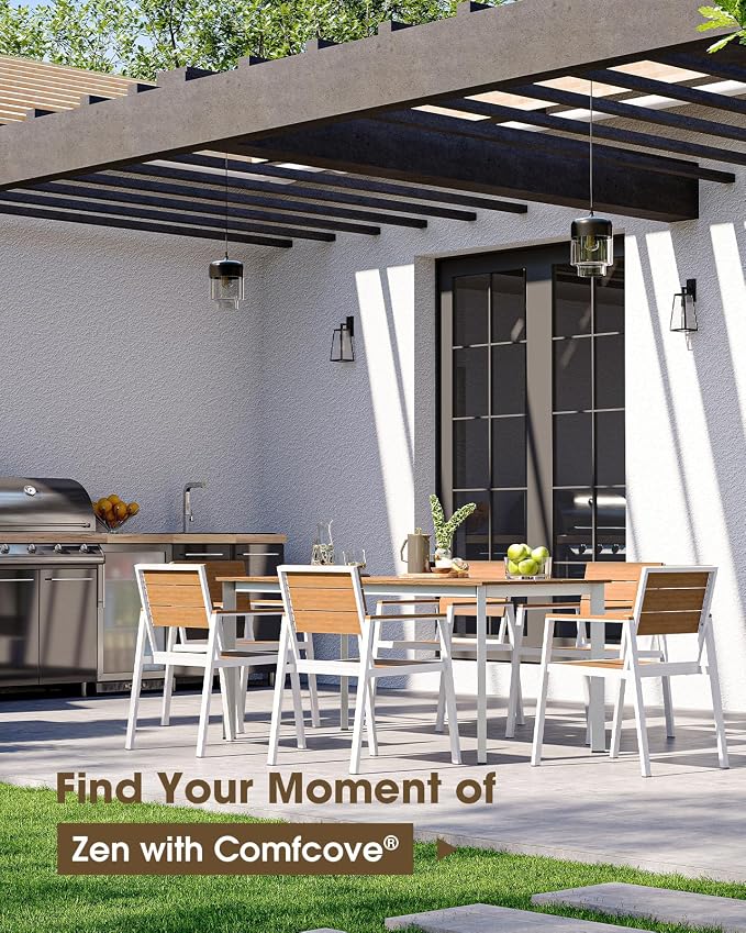 Outdoor Patio Dining Set, Aluminum & HDPS 5 Piece Outdoor Table and Chairs Set - Image 7
