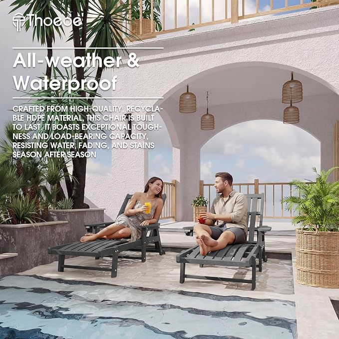 Patio Chaise Lounge Chair Set of 2, Oversized Lounge Chair Outdoor - Image 7