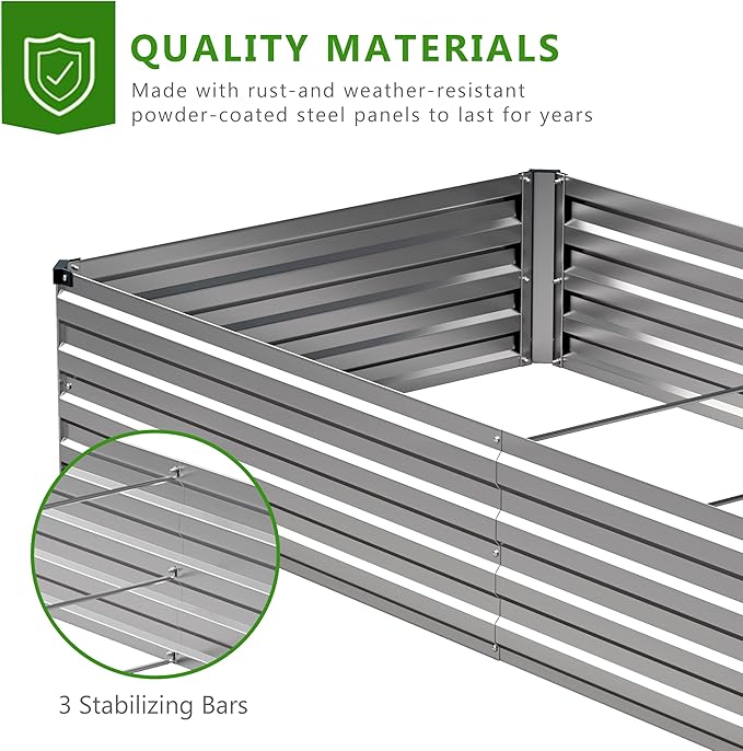 2PCS 8x4x1ft Galvanized Raised Garden Bed Kit, Metal Planter Box - Image 4