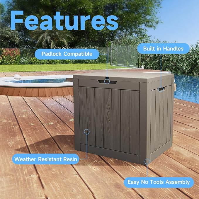 EasyUp 33Gal Outdoor Deck Box, Lager Patio Storage Box Indoor and Outdoor Use - Image 5