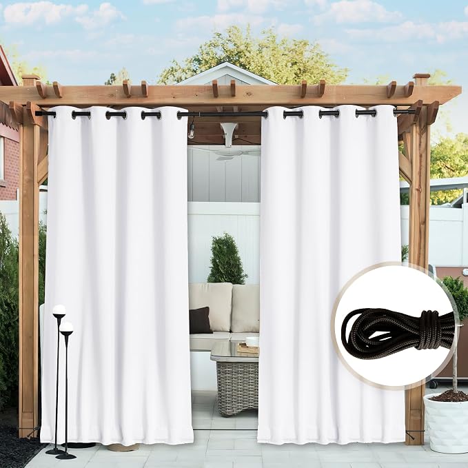 NICETOWN 2 Panels Outdoor Curtains Waterproof Fixed Grommet/Back Tab on Top & - Image 7