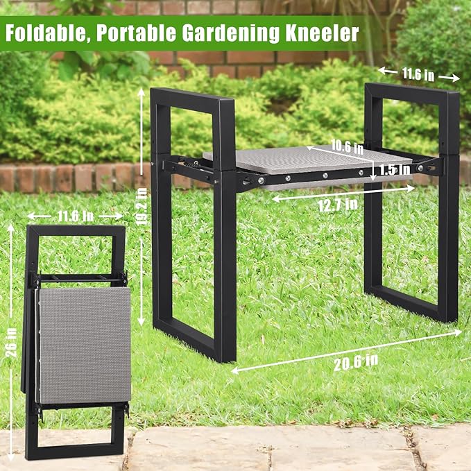 Garden Kneeler and Seat, 12.7" Wide Folding Heavy Duty Gardening Bench - Image 2