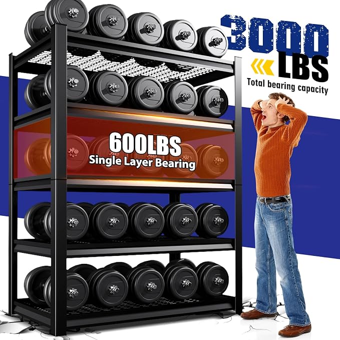 Garage Shelving-3000 lbs 5 Tier Storage Shelves, Adjustable Heavy Duty Metal - Image 7