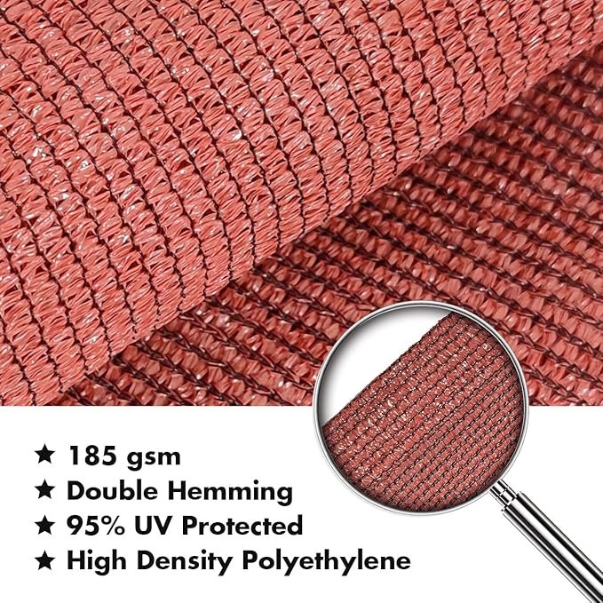 KANAGAWA 10'X12' Rust Red Custom Size Sun Shade Sail Rectangle UV Block Canopy - Image 4