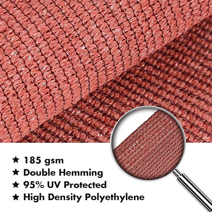KANAGAWA 18'X18' Rust Red Custom Size Sun Shade Sail Square UV Block Canopy - Image 4