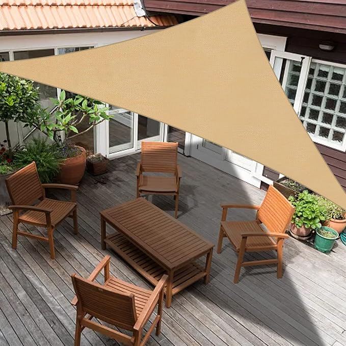 SUNLAX Custom Size 13'x23'x26.4' Sand Sun Shade Sail Right Triangle UV Block - Image 6