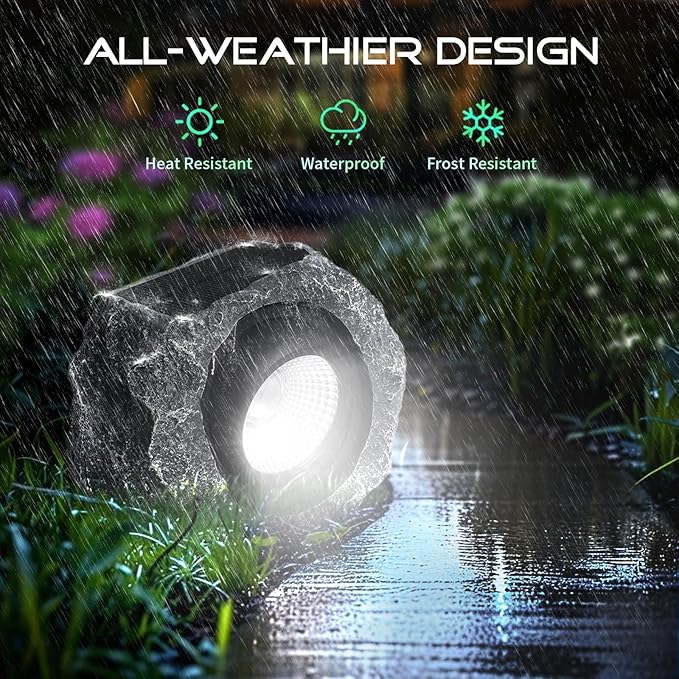 4 Pack Solar Rock Lights Outdoor, Angle Adjustable Solar Lights Outdoor - Image 3