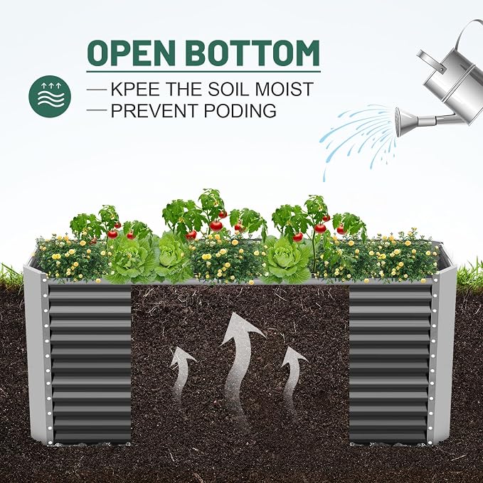 Land Guard 8x4x3ft Rectangular Galvanized Raised Garden Beds, Large-Capacity - Image 6