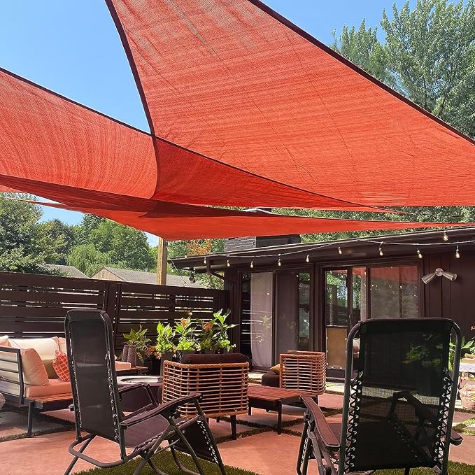 LOVE STORY Custom Size 16'x16'x22.6' Terra Red Sun Shade Sail Right Triangle by LOVESTORY