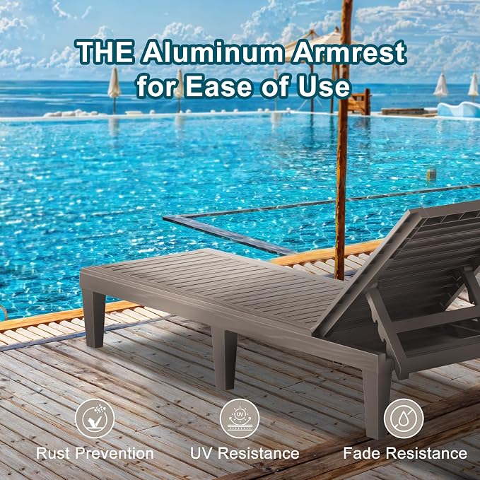 ROJIK Outdoor Chaise Lounge Chair Set of 4, - Image 7