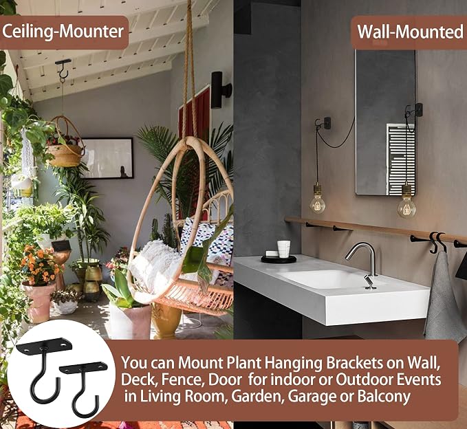 2.5in Ceiling Hooks for Hanging Plants 8Pcs Black - Image 5