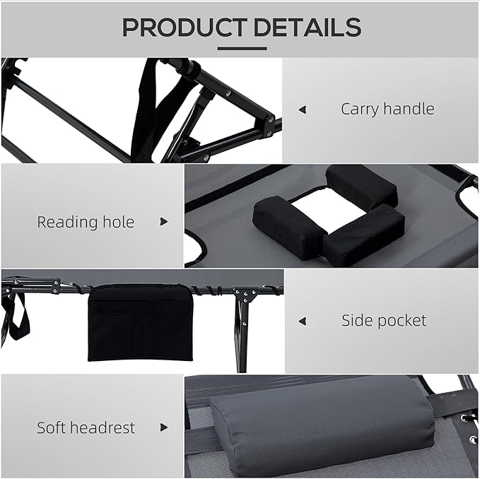 Outsunny 2 Piece Folding Chaise Lounge - Image 5