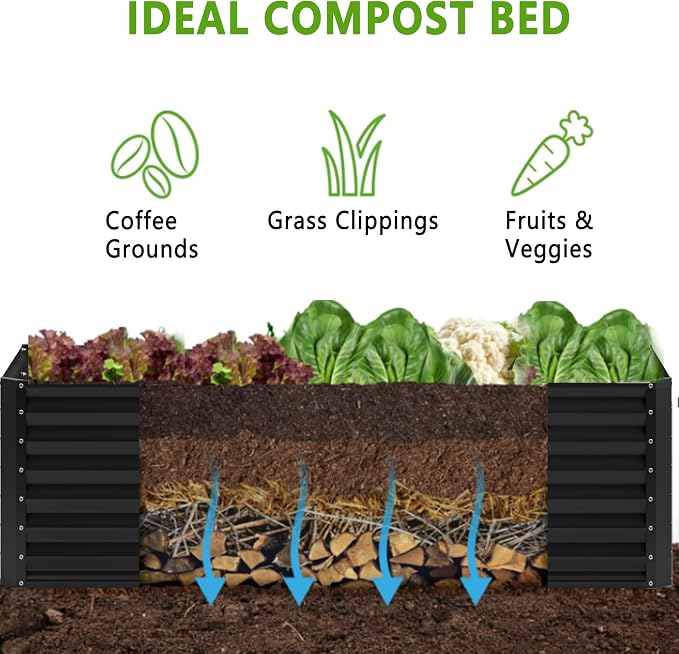 2PCS 8x4x1FT Galvanized Raised Garden Bed, Planter Raised Beds-Metal Garden Box - Image 3