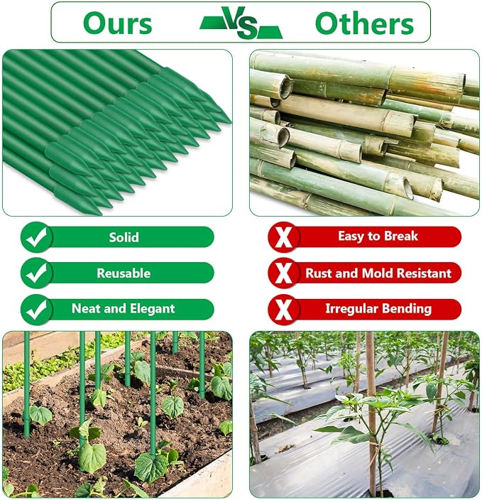 Lezmarket 36 Pack Garden Stakes, Plant Support Stakes, DIY 4ft 5ft 6ft 7ft - Image 4