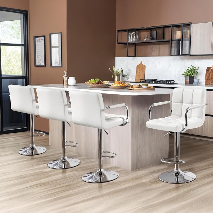 Yaheetech Bart Stools Set of 4, PU Leather Adjustable Barstools - Image 2