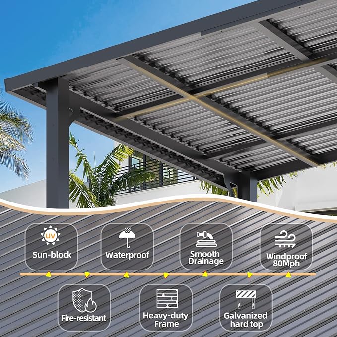 AECOJOY 14' x 8' Outdoor Hardtop Metal Gazebo - Image 3