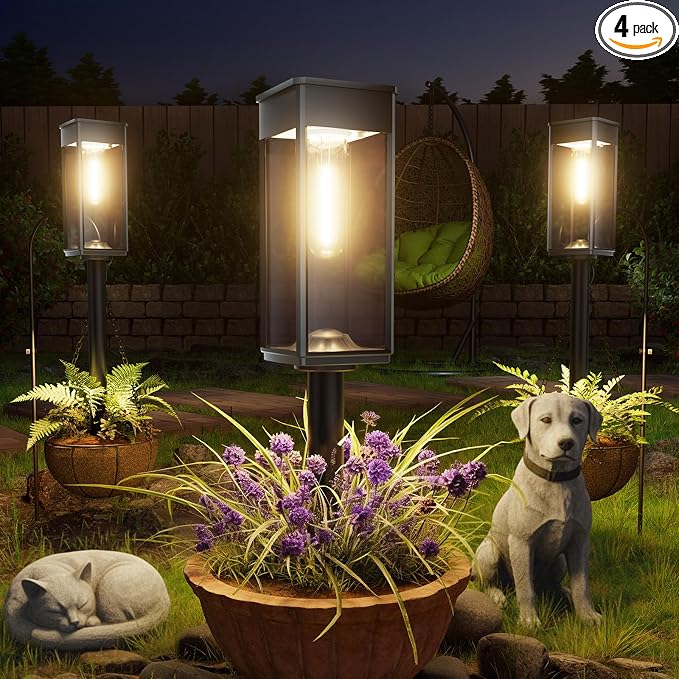 Solar Pathway Lights Outdoor, 4 Pack Bright Solar Lights Outdoor, IP65 by Professionalproductionofsolarlightsoutdoor%EF%BC%9A%EF%BC%89