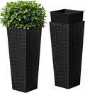 Devoko Resin Tall Planters for Outdoor Plants Set of 2, Large Taper Outdoor by DEVOKO