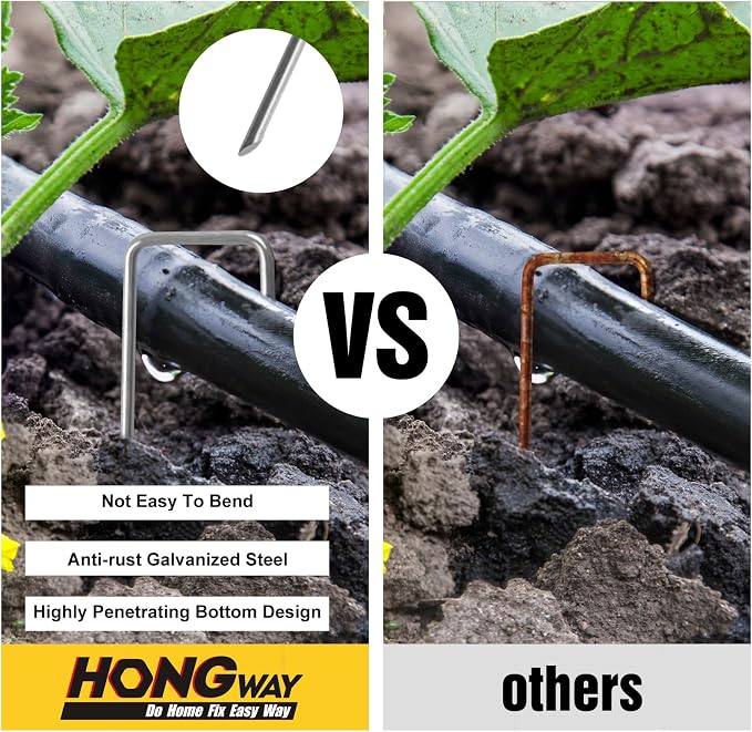 HongWay 500 Pack 6 Inch Landscape Staples, Garden Staples Pins Galvanized 11 - Image 3