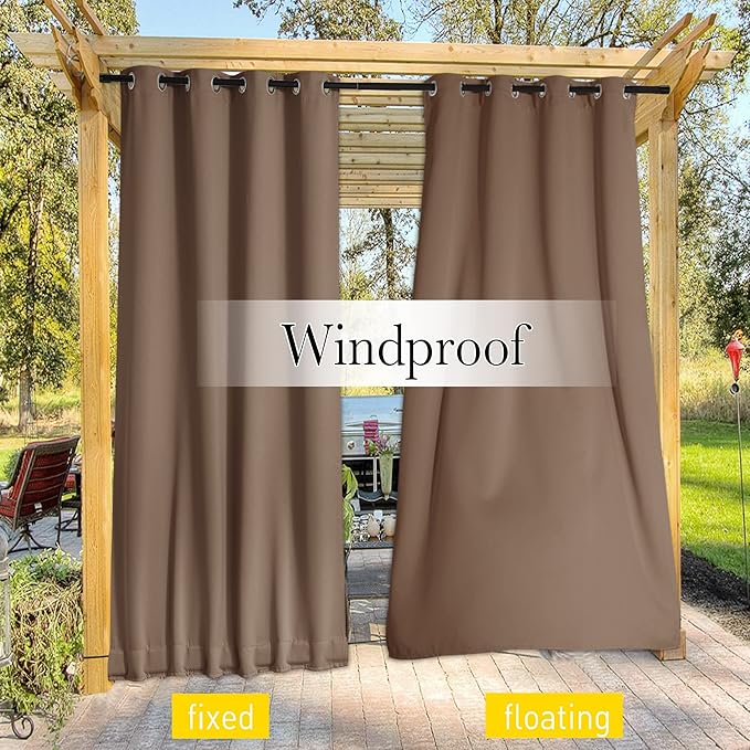 NICETOWN 2 Panels Weighted Blackout Curtains Patio Waterproof Outdoor Curtains - Image 7