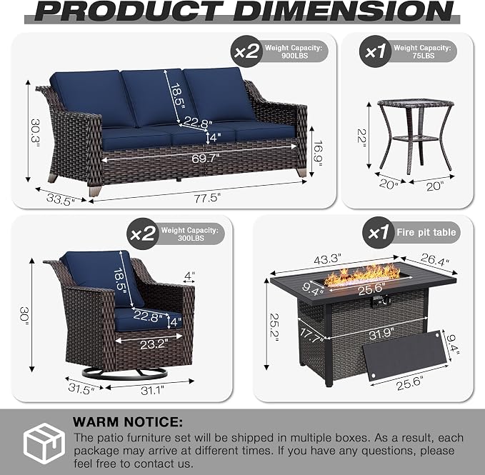 Joyside Wicker Patio Furniture Sets, 6 Pieces Upgraded Large Size Outdoor - Image 2