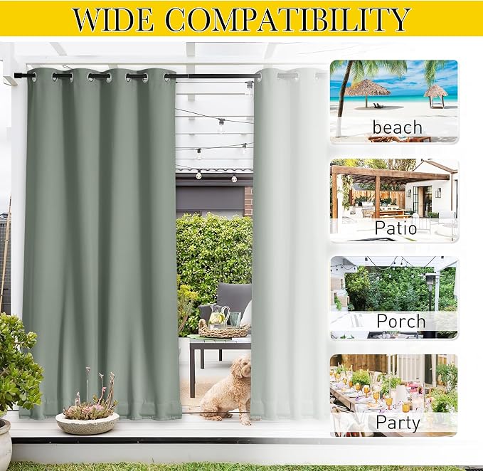 NICETOWN 2 Panels Outdoor Curtains - Image 5