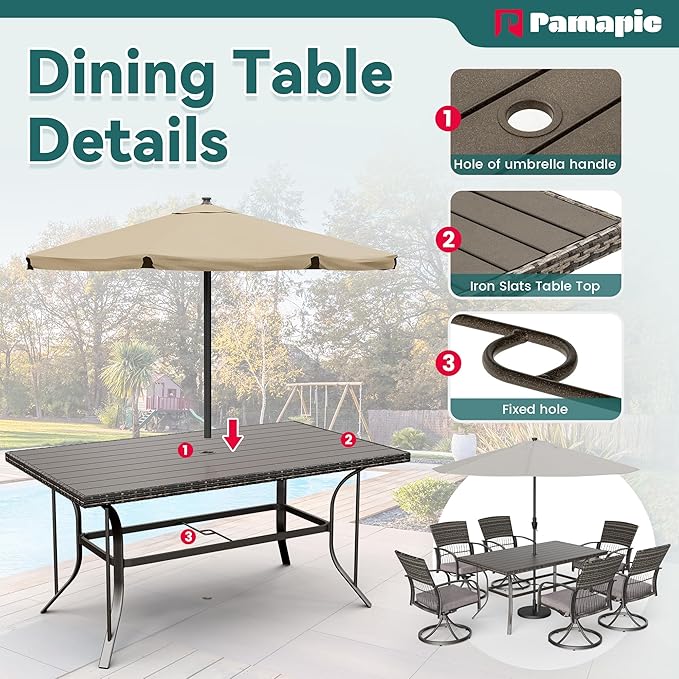 Pamapic 7 Piece Patio Dining Set - Image 4