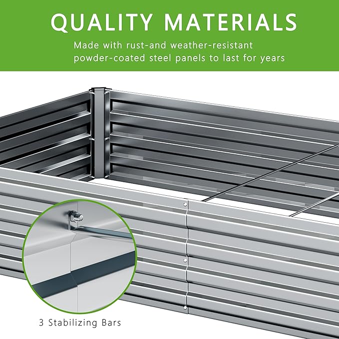 2PCS Galvanized Raised Garden Bed Kit, Vegetable Boxes-Rectangle Metal Flower - Image 3