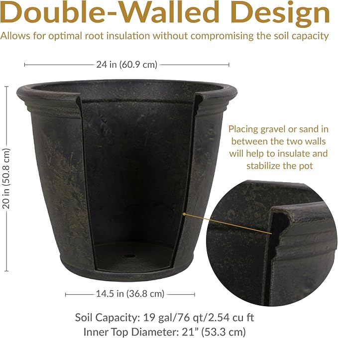 Sunnydaze 24-Inch Anjelica Large Plastic Pot - Image 7
