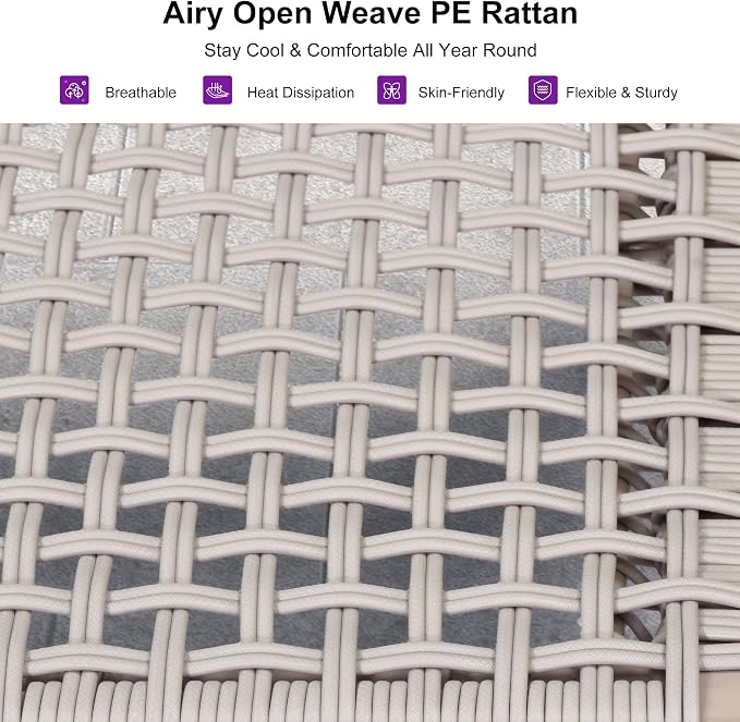 PURPLE LEAF 1 Piece Outdoor Chaise Lounge Rattan Wicker Lounger - Image 3