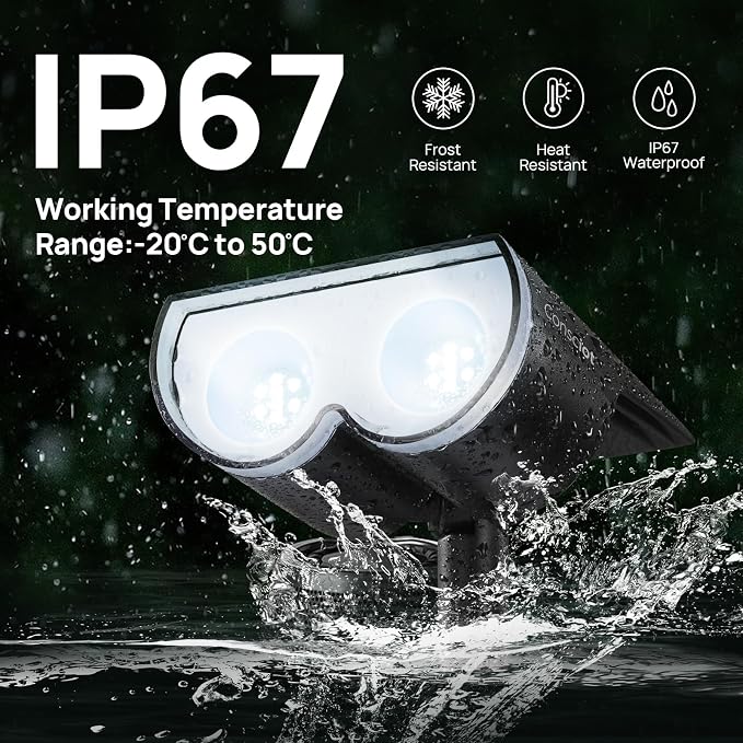 Solar Lights Outdoor Waterproof, Consciot 16 LEDs IP67 Spot Lights Outdoor - Image 5