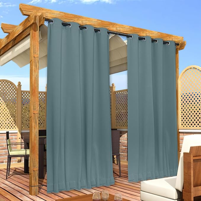 NICETOWN 2 Panels Waterproof Outdoor Curtains Fixed Grommet & Back Tab on Top & - Image 7