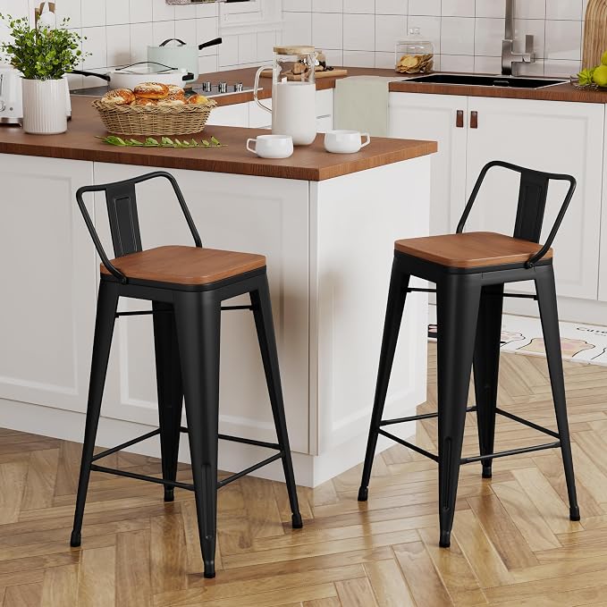 Yongchuang 24" Metal Barstools Set of 2 Counter Bar Stools by YongchuangInternational