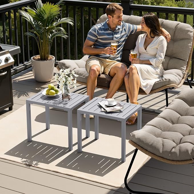Crestlive Products Aluminum Outdoor Side Table, Rectangular End Table, Easy - Image 8