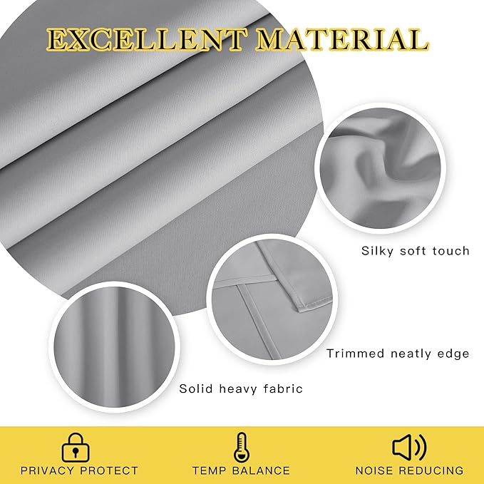 NICETOWN Blackout Silver Grey Curtains 90 inch Length - Image 4