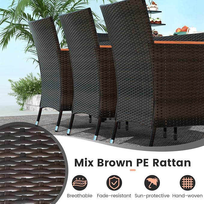 Tangkula 11 Pieces Rattan Outdoor Dining Set - Image 4