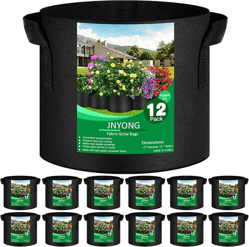 12-Pack 7 Gallon Thickened Non-Woven Grow Bags, Aeration Fabric Pots by JNYONG