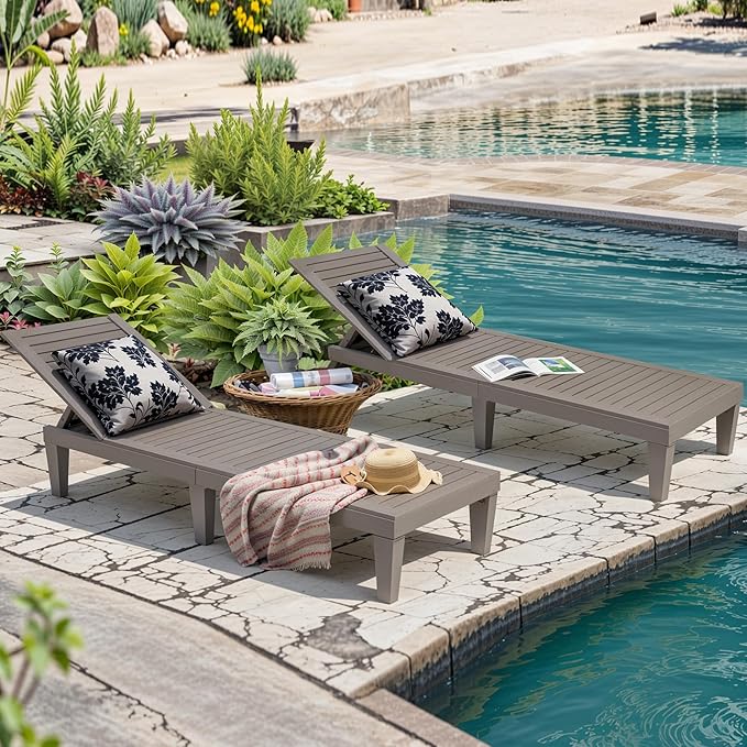 Outdoor Chaise Lounge Set of 4, Lightweight Patio Chairs, Waterproof Sun - Image 4