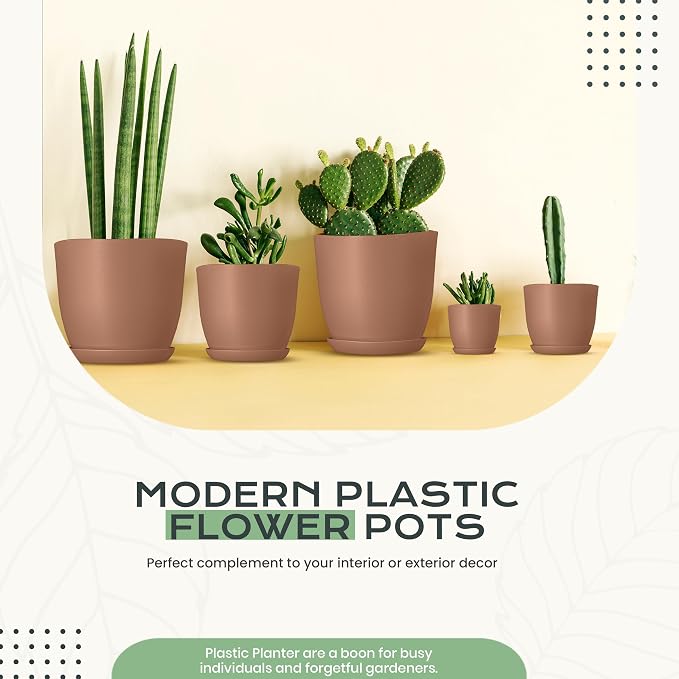 Utopia Home - Plant Pots Indoor - 7/6.6/6/5.3/4.8 Inches Home Decor Flower Pots - Image 5