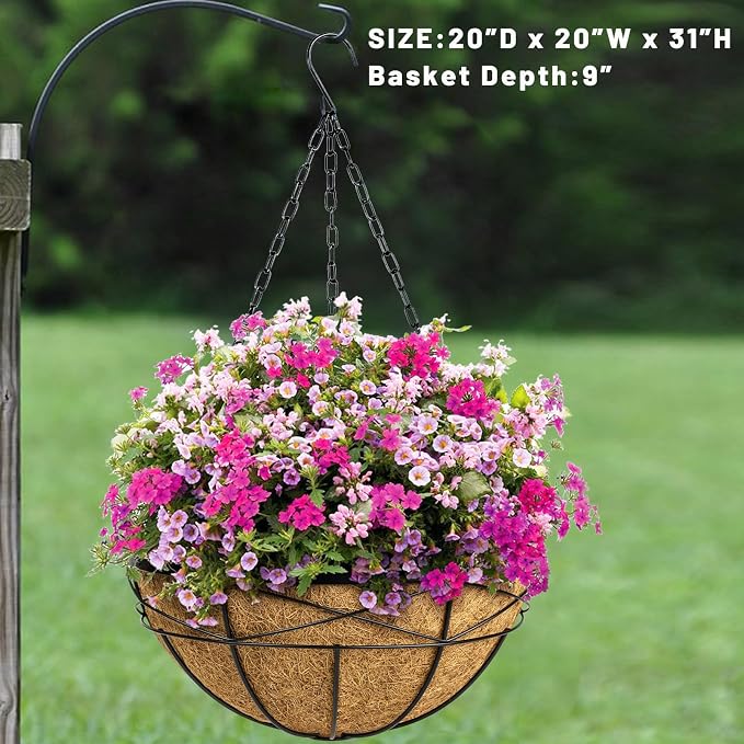2 Pack 20 Inch Extra Large Deep Hanging Planters - Image 7