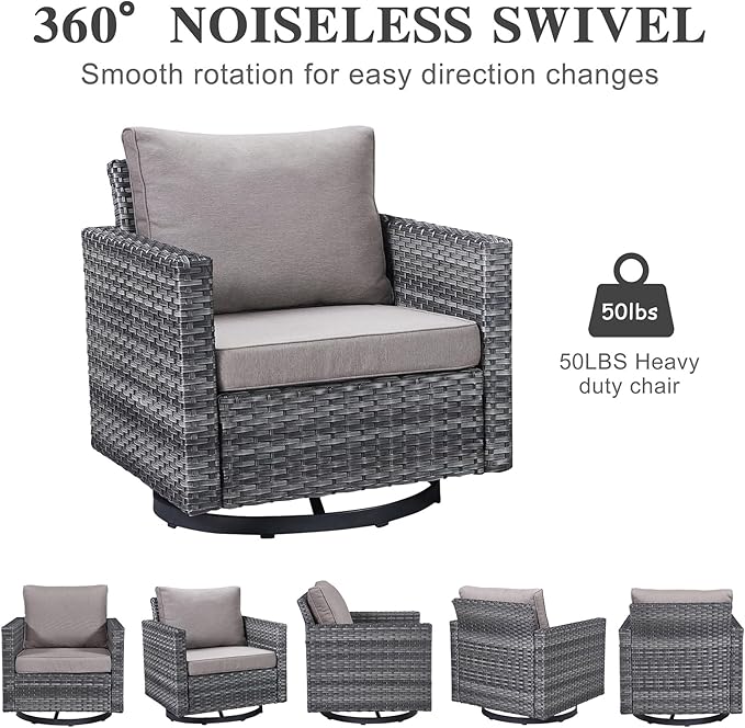 Belord Wicker Patio Furniture 5 Piece Outdoor Sofa Set, Oversize Outdoor Swivel - Image 4