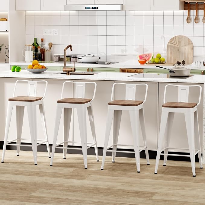 WENTMENT Bar Stools Set of 4 Counter Height Bar Stools Metal Barstools by WENTMENT