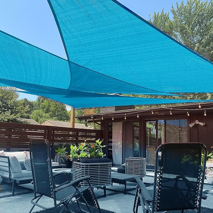 LOVE STORY Custom Size 7'x9'x11.4' Turquoise Blue Sun Shade Sail Right Triangle by LOVESTORY