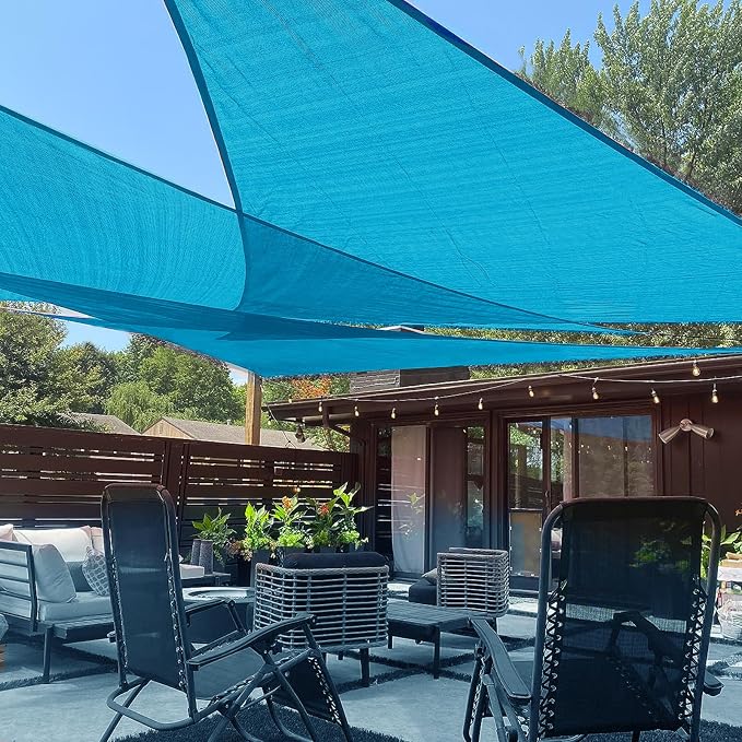 LOVE STORY Custom Size 5'x5'x7.1' Turquoise Blue Sun Shade Sail Right Triangle by LOVESTORY