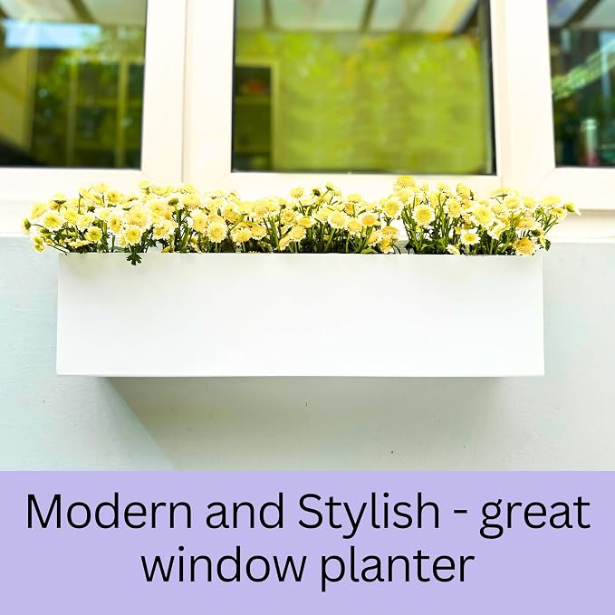 LaLaGreen Wall Planter White Carbon Steel Metal Hanging Flower Pots, Long - Image 3